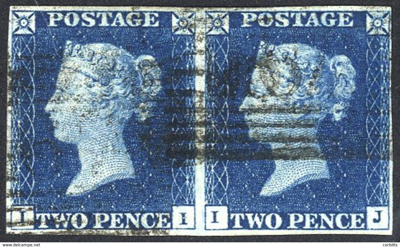 Plate 1 II-IJ Horizontal Pair, Clear To Good Margins, Cancelled By 1844 Type Scottish Cancel. - Autres & Non Classés