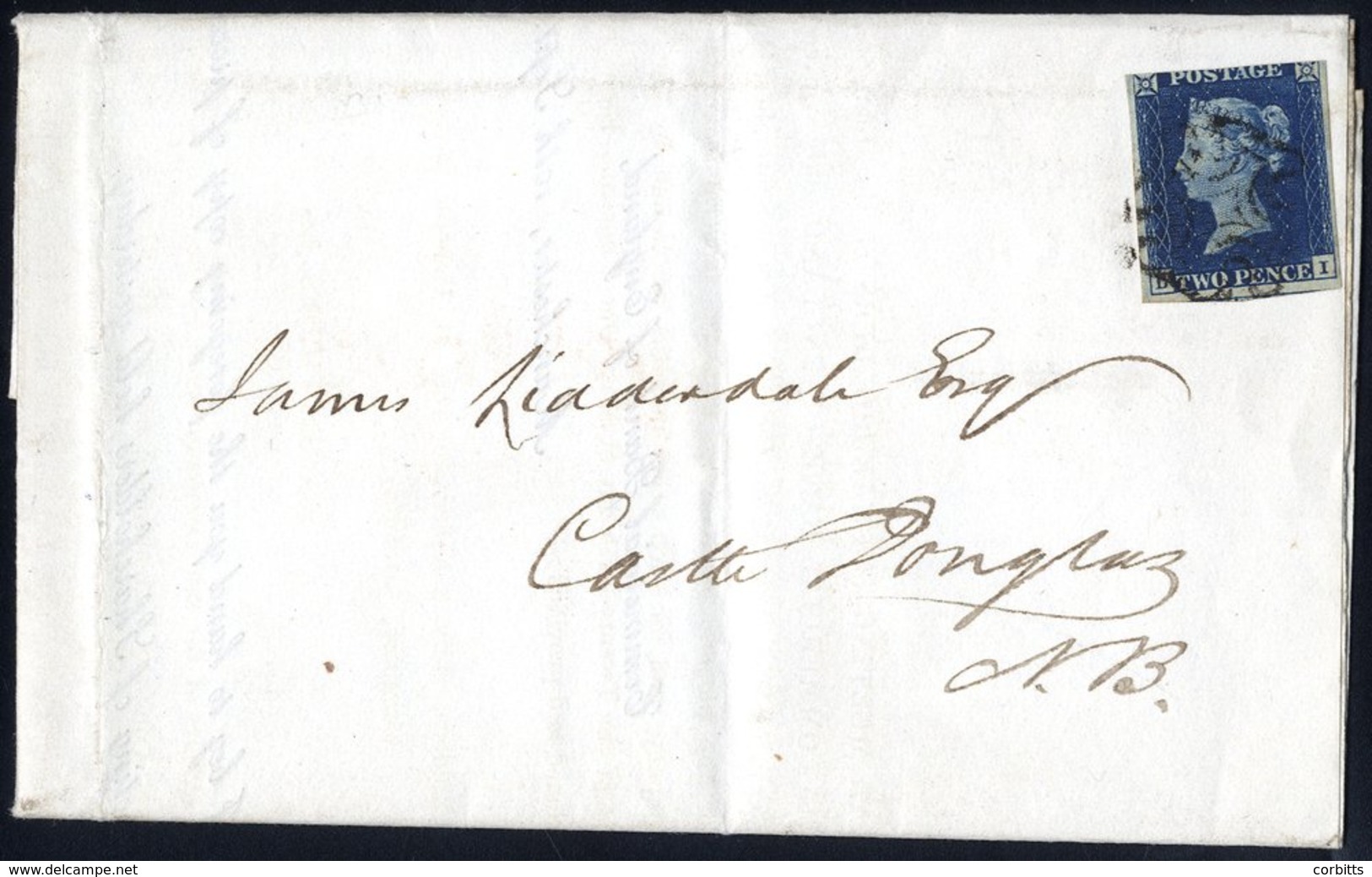 1841 Sept 11th Bank Document From Manchester To Castle Douglas, Franked Pl.2 DI, Three Margined Example, Tied Fine Black - Other & Unclassified