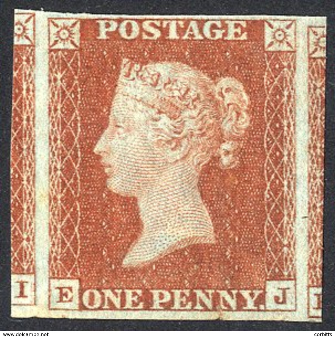 1841 1d Red-brown EJ, Large Margined Example With Portions Of Adjoining Stamps At Left & Right Side, Full O.g, With Mino - Autres & Non Classés