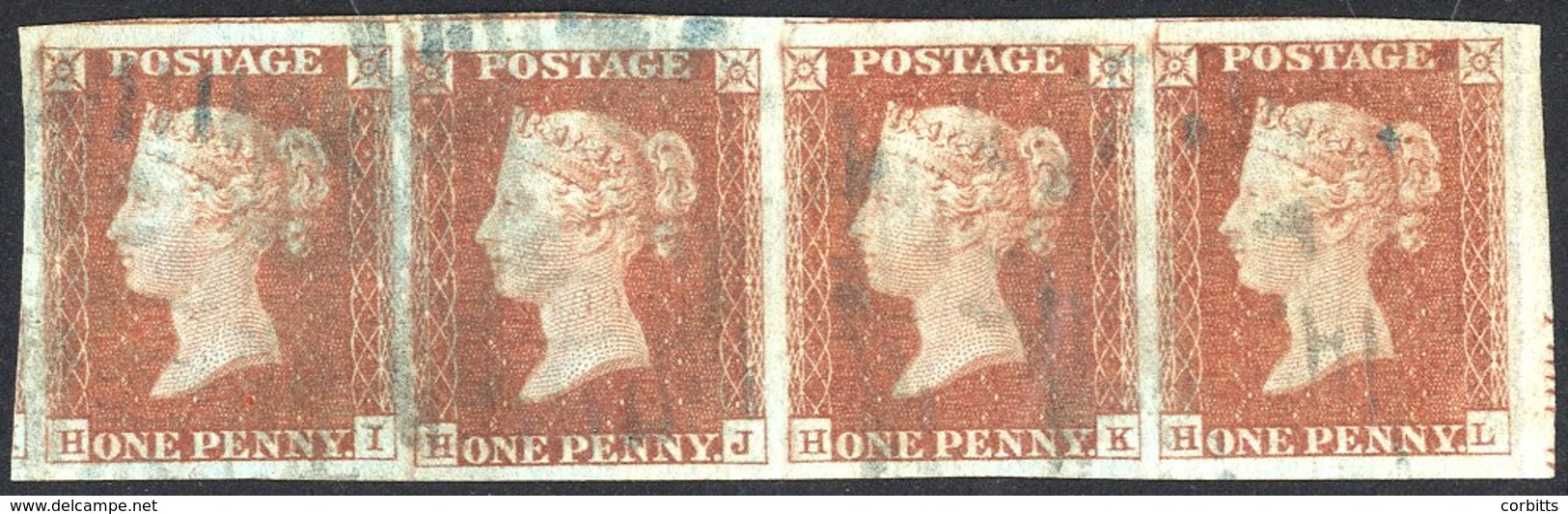 1841 1d Red-brown, Large Margined Horizontal Strip Of Four HI-HL, Shows Portion Of Adjoining Stamp At Left & Trace Of Ma - Autres & Non Classés