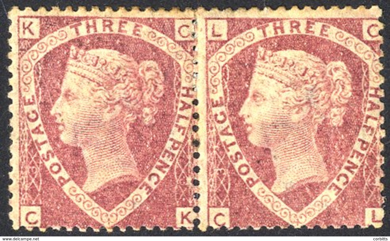 1870 1½d Rose Red Pl.3 CK/CL Horizontal Pair, M Large Part O.g, SG.52. (2) Cat. £1000+ - Autres & Non Classés