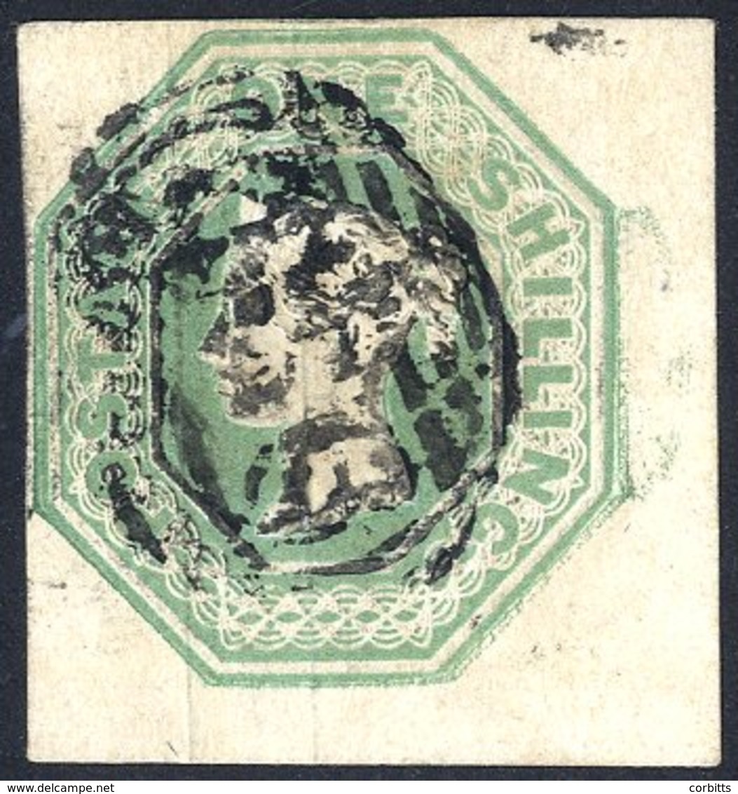 1847-54 1s Pale Green, Clear To Huge Margined Example, Cancelled Barred Oval Numeral, SG.54. - Autres & Non Classés