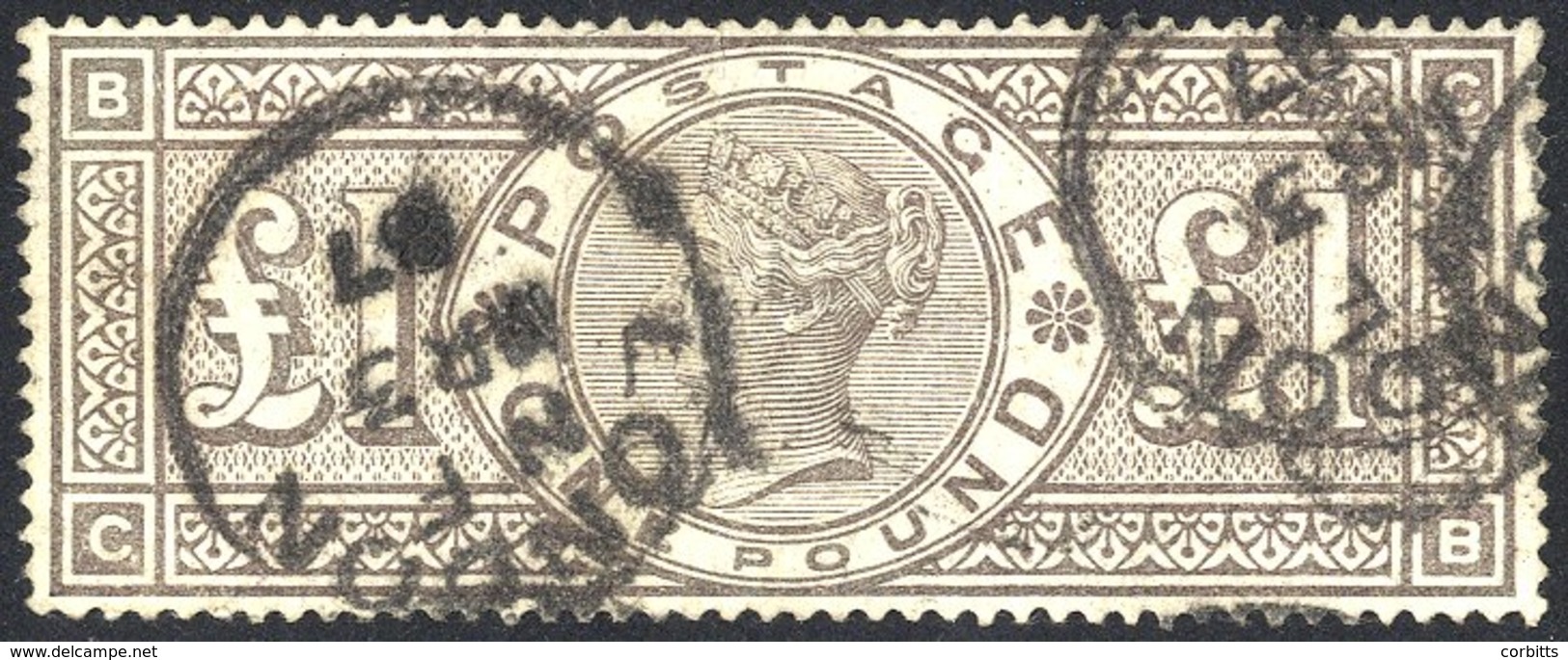 1884 Wmk Crowns £1 Brown Lilac, FU With London C.d.s's For March 3rd 1887, Vertical Crease, SG.185. (1) - Other & Unclassified
