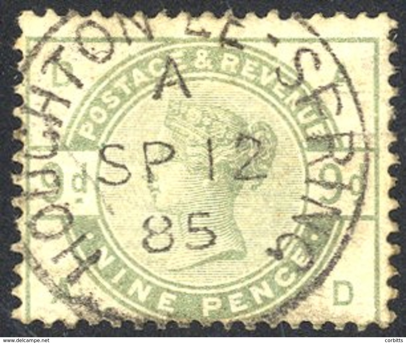 1883 9d Dull Green, VFU With Houghton Le Spring C.d.s. For Sept 12th 1885, SG.195, Cat. £480 - Other & Unclassified