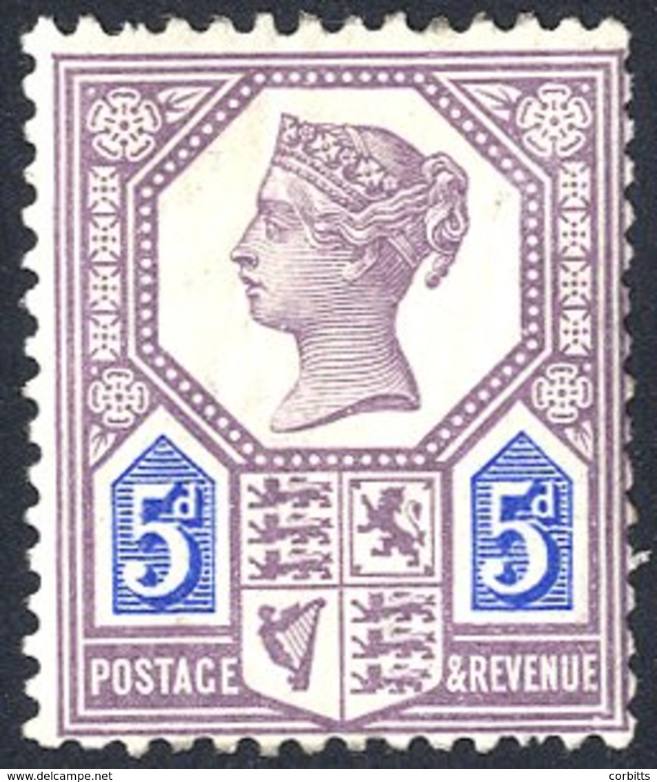 1887 Jubilee 5d Dull Purple & Blue Die I M Example, Some Short Perfs, Gum Wrinkles, SG.207. (1) - Other & Unclassified