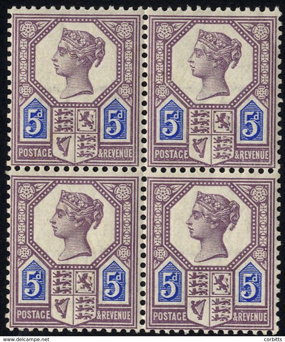 1887 Jubilee 5d Dull Purple & Blue (Die II) UM Block Of Four, Minor Gum Wrinkles, SG.207a. (4) - Other & Unclassified