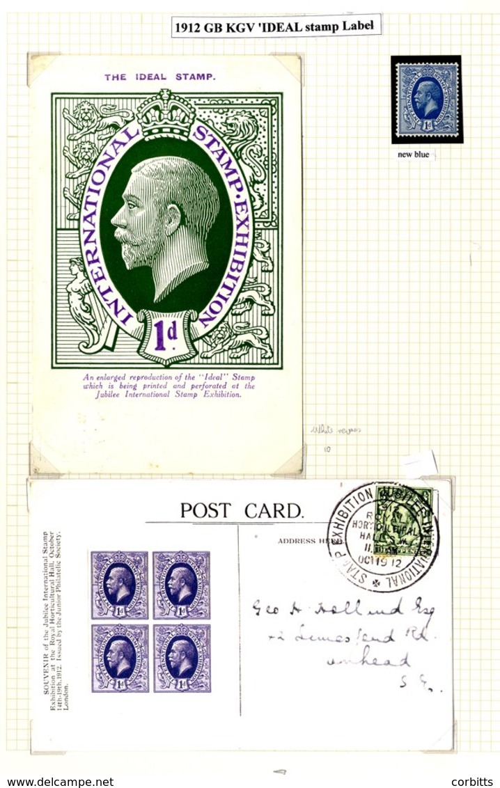 1912 IDEAL STAMP EXHIBITION Range Of Souvenir Postcards (10) In Various Colours - Four Bear Exhibition Double Ring Cance - Autres & Non Classés