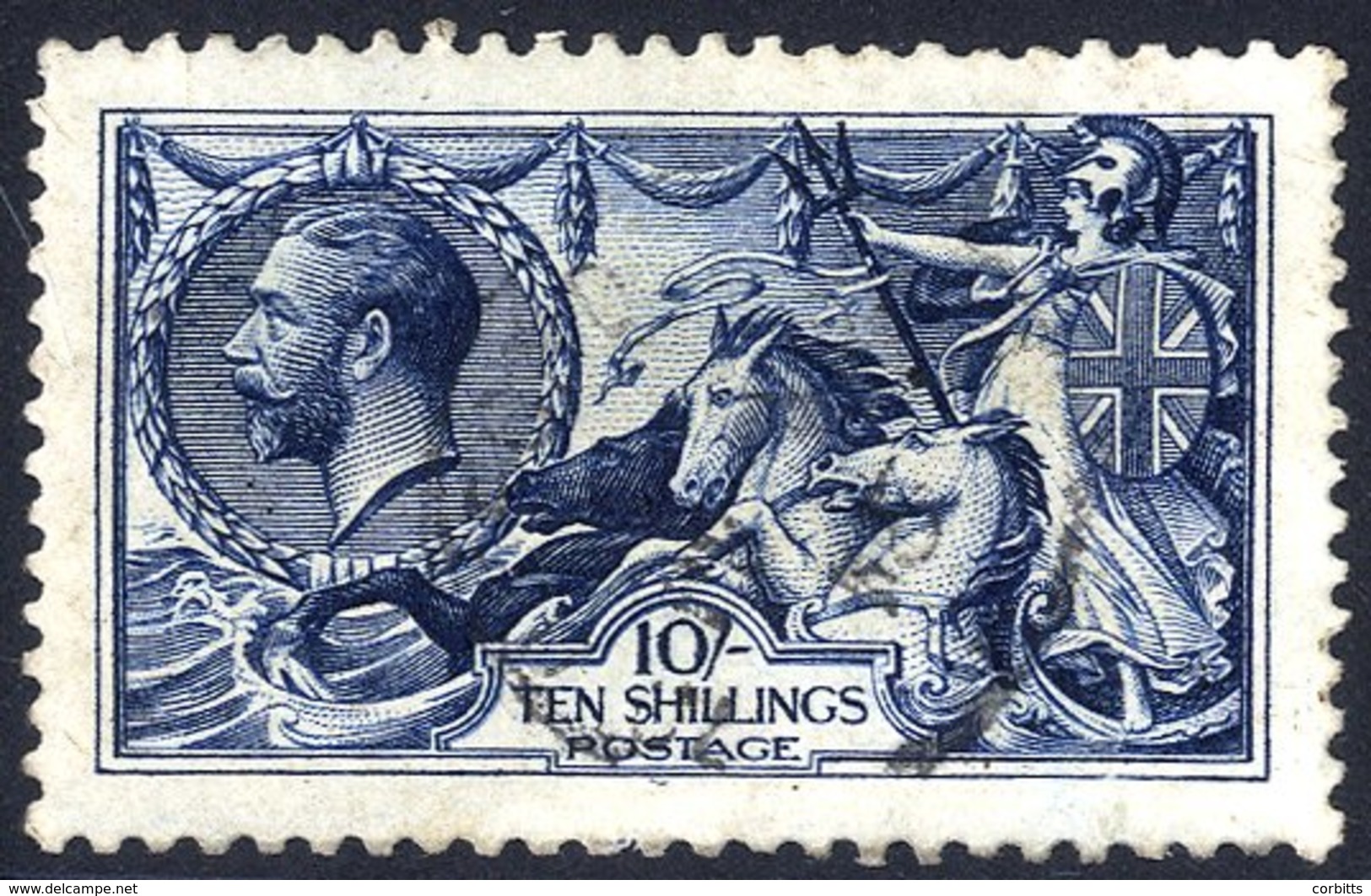 1913 Waterlow 10s Indigo Blue, Lightly Cancelled VFU Example, SG.402. - Autres & Non Classés