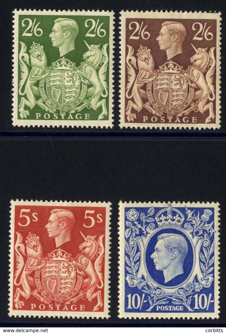 1939-48 2/6d Brown, 2/6d Green, 5s (toned Gum) & 10s Ultramarine UM, SG.476/8 & 478b. (4) - Autres & Non Classés