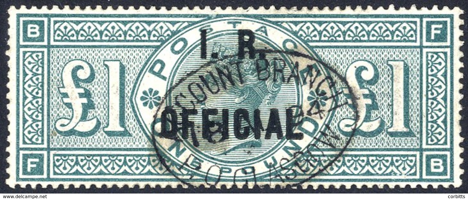 I.R OFFICIAL 1892 £1 Green FB, VFU Example With An Account Branch Glasgow, Oval D/stamp, SG.O16, Cat. £2500 - Autres & Non Classés