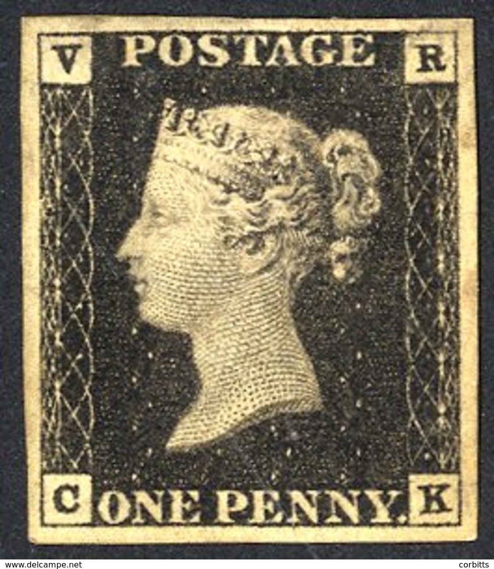 VR OFFICIAL 1840 1d Black DE, Fine Looking Part O.g. Example With Four Large Even Margins, SG.VI. Most Attractive Exampl - Other & Unclassified