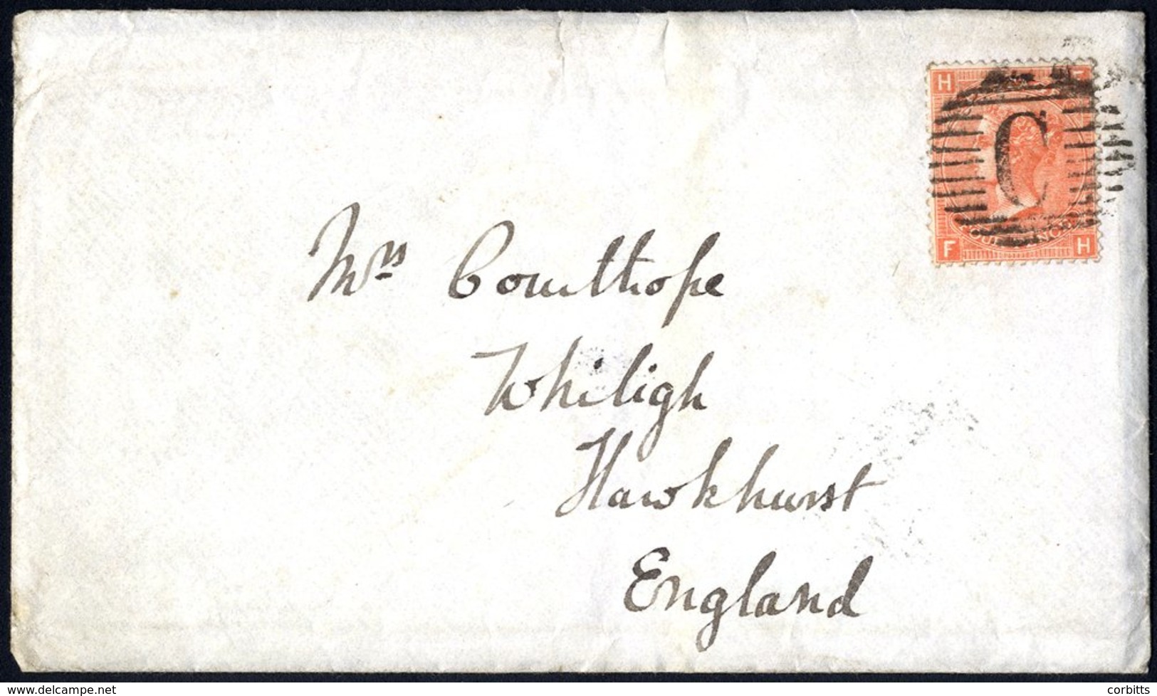 BRITISH LEVANT 1873 Cover To England, Franked Vermilion Pl.12 (SG.Z92), Tied Fine Barred Oval 'C' For Constantinople, Re - Other & Unclassified