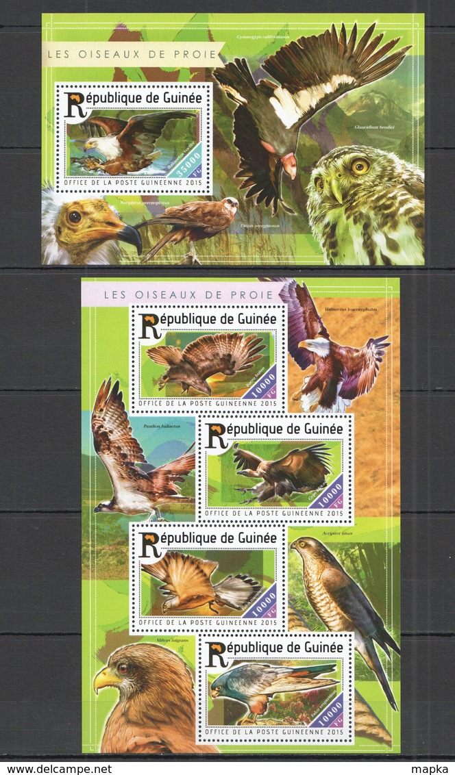 RR008 2015 GUINEE GUINEA FAUNA BIRDS OF PREY LES OIEAUX DE PROE KB+BL MNH - Adler & Greifvögel