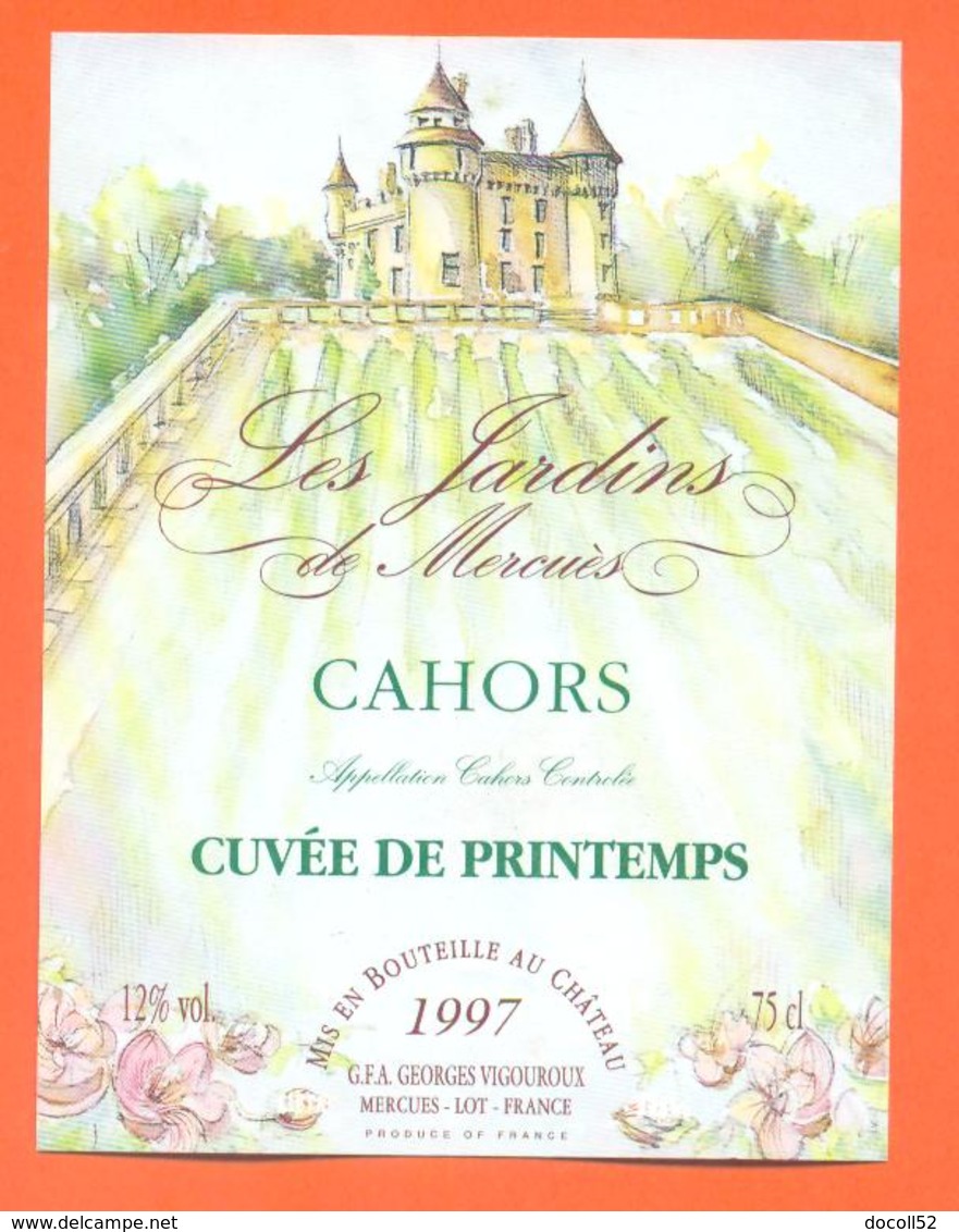 étiquette Vin De Cahors Cuvée De Printemps 1997 Georges Vigouroux à Mercues - 75 Cl - Cahors