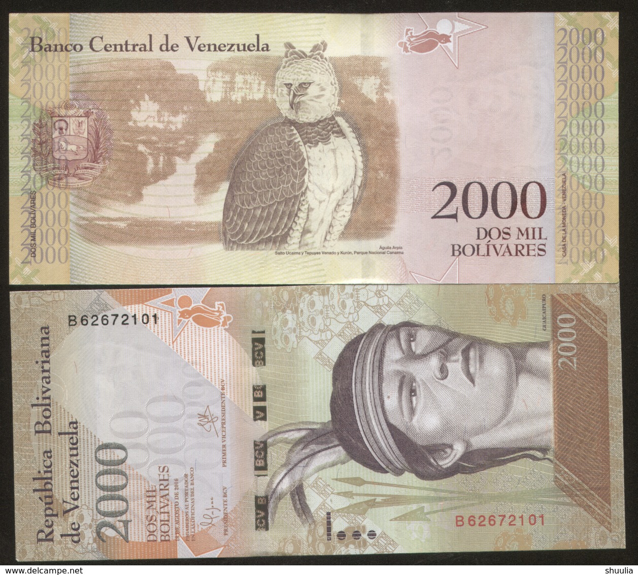 Venezuela 2000 Bolivares 2016 Pick NEW UNC - Venezuela