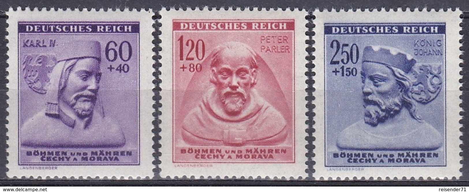 Böhmen Mähren Bohemia Moravia 1943 Wohlfahrt Winterhilfswerk Welfare Persönlichkeiten Karl IV., Mi. 114-6 ** - Besetzungen 1938-45