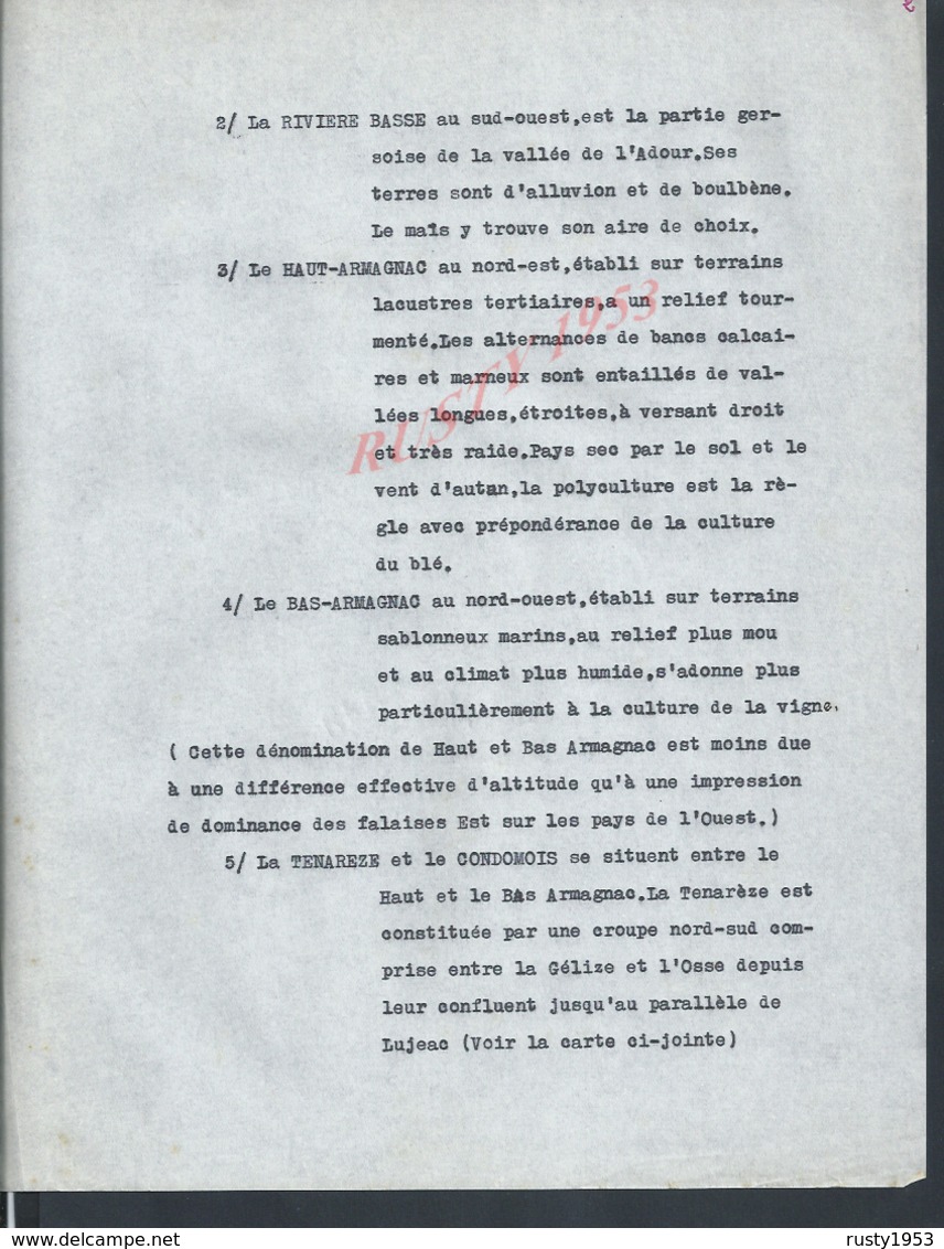 CONDOM 1951 ETUDE UNIQUE DE 115 PAGES SUR LE CONDOMOIS + PHOTOS & PLAN AUTEUR INCONNU ? 1er PARTIE : - Manuscrits