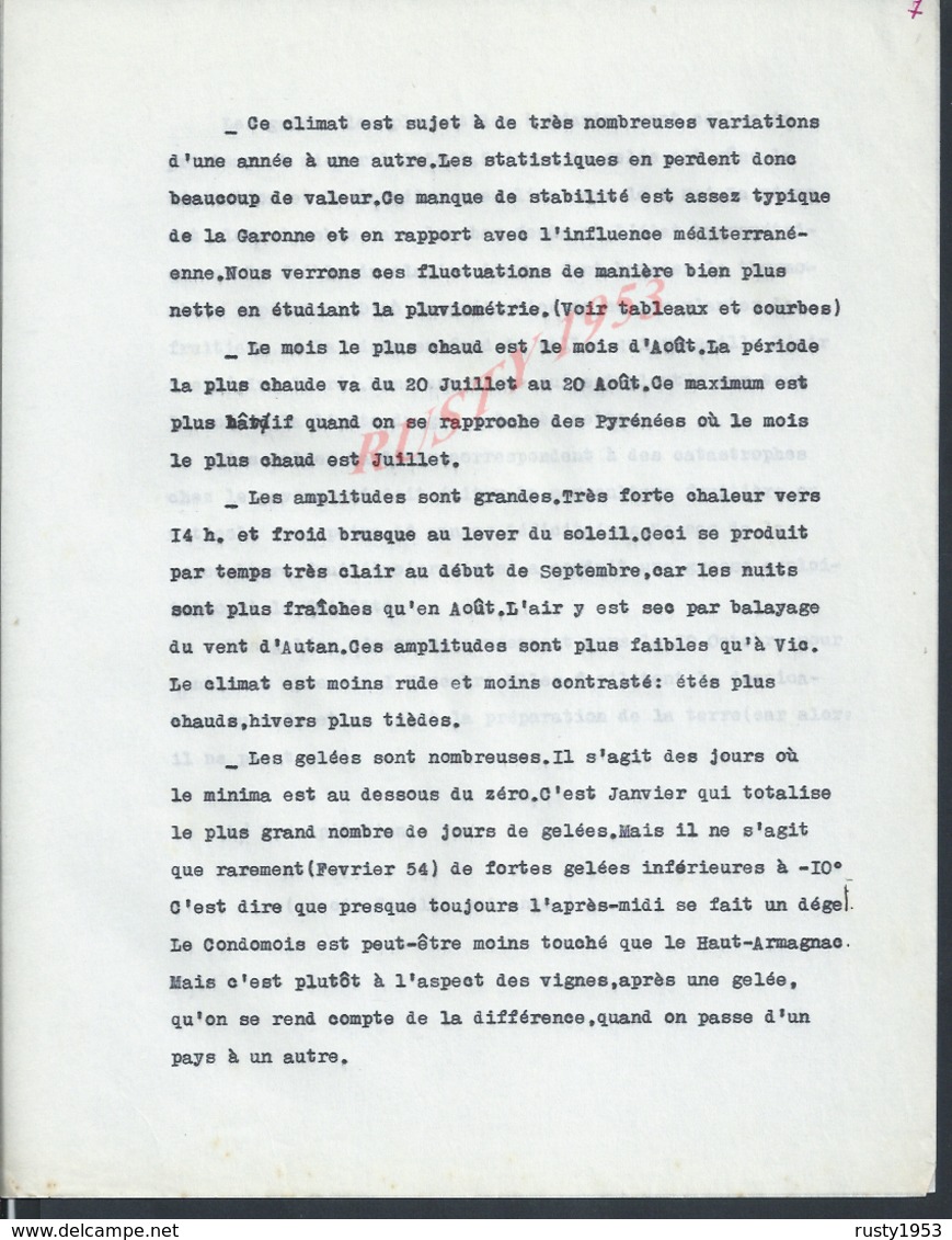 CONDOM 1951 ETUDE UNIQUE DE 115 PAGES SUR LE CONDOMOIS + PHOTOS & PLAN AUTEUR INCONNU ? 1er PARTIE :