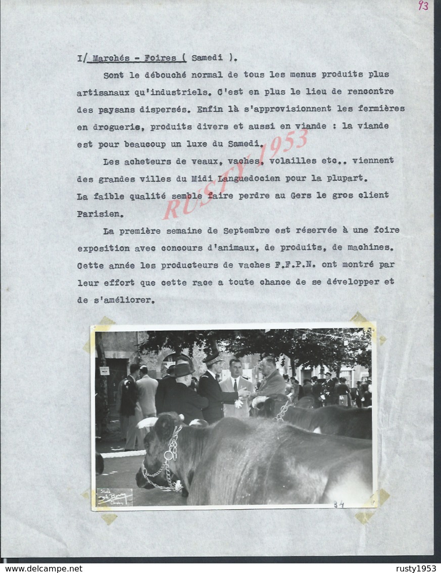 CONDOM 1951 ETUDE UNIQUE DE 115 PAGES SUR LE CONDOMOIS + PHOTOS & PLAN AUTEUR INCONNU ? 1er PARTIE :