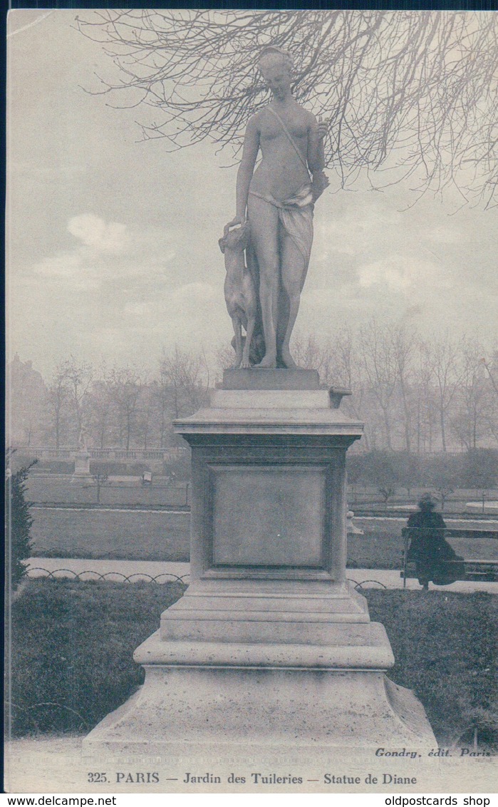 POSTAL PARIS - JARDIN DES TUILERIES - STATUE DE DIANNE - GONDRY - Estatuas