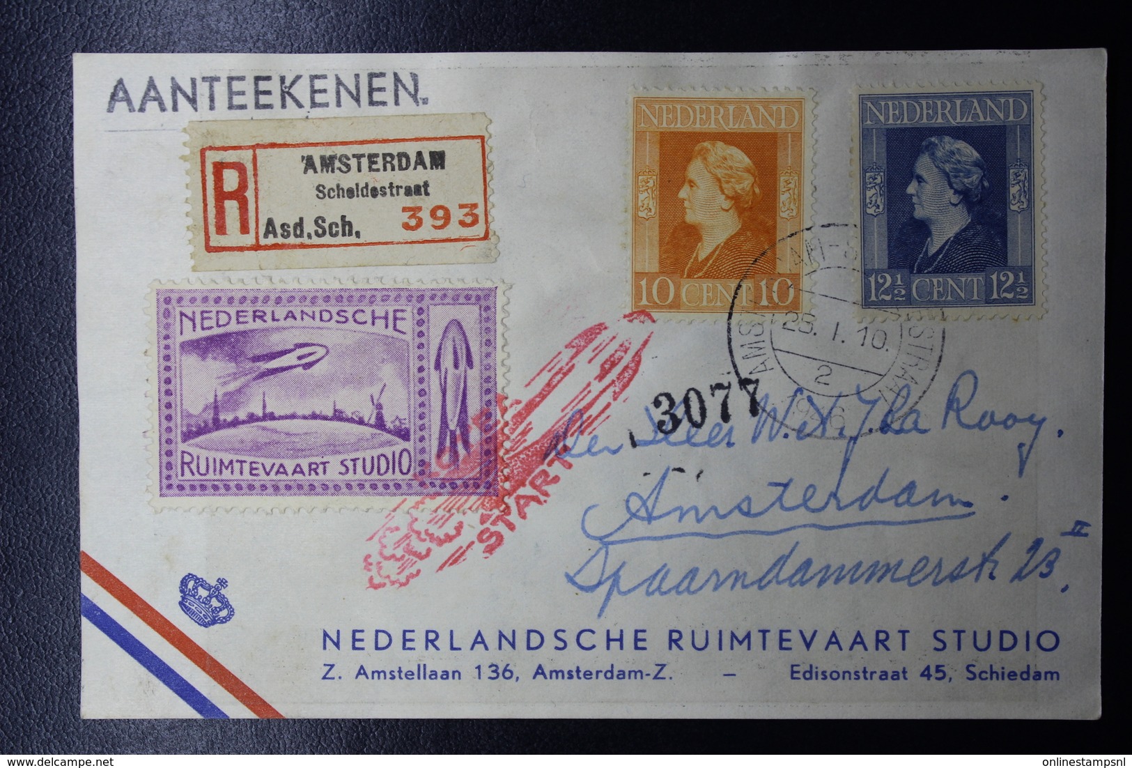 Raket Post / Rocket Mail van vlak na de oorlog, waarbij brieven kaarten en labels