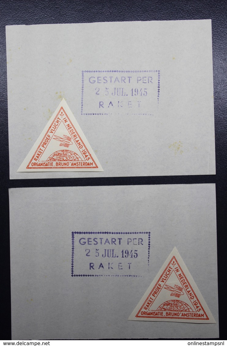 Raket Post / Rocket Mail van vlak na de oorlog, waarbij brieven kaarten en labels