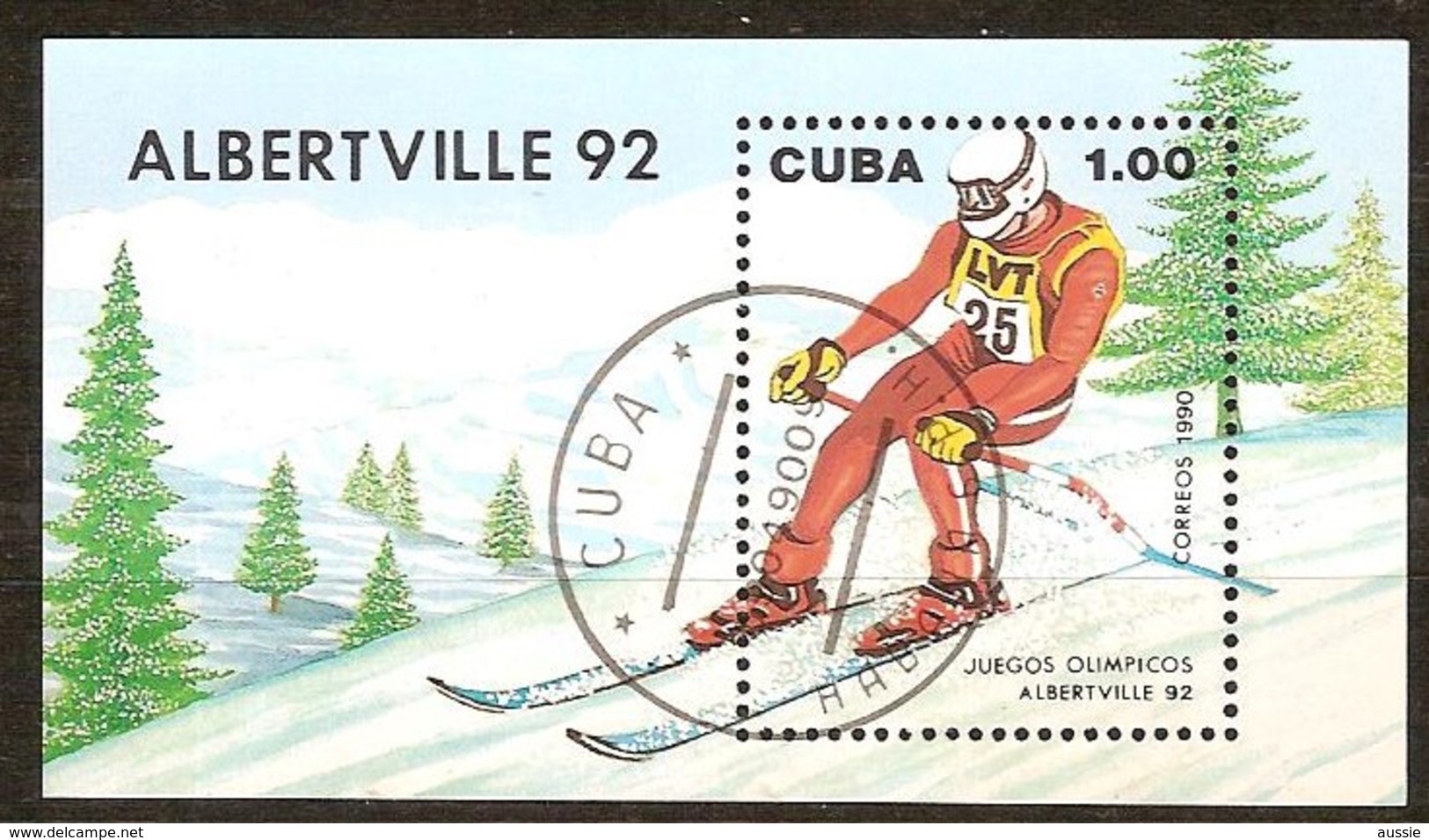 Cuba 1990 Yvertnr. Bloc 119 (o) Oblitéré Used Cote 4,50 Euro Sport Jeux Olympiques Albertville 1992 - Blocs-feuillets