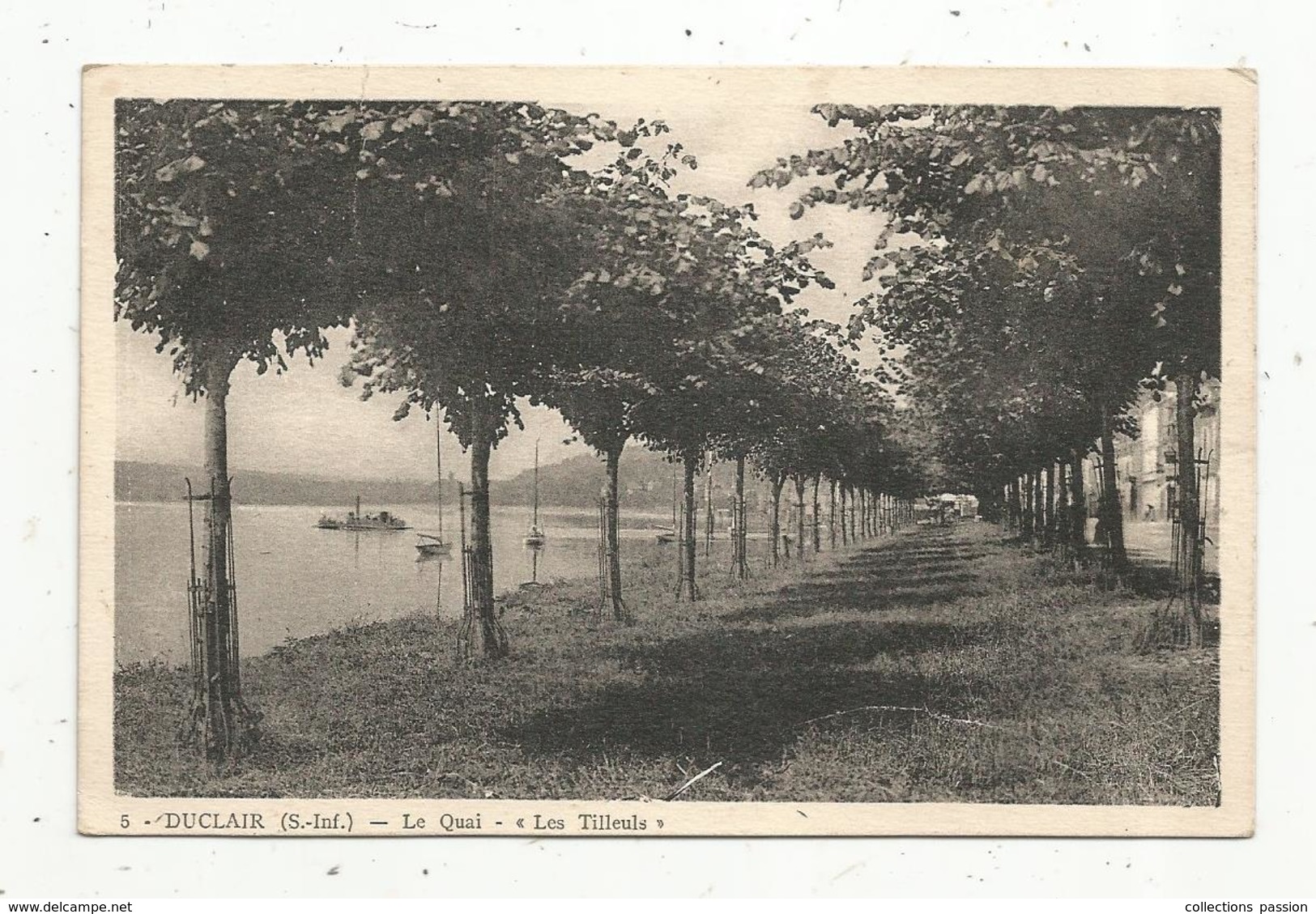 Cp, 76 , DUCLAIR , Le Quai , LES TILLEULS ,écrite 1944 - Duclair