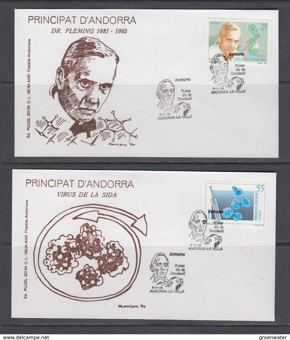 Europa Cept 1994 Andorra Sp 2v 2 FDC (40826) - 1994