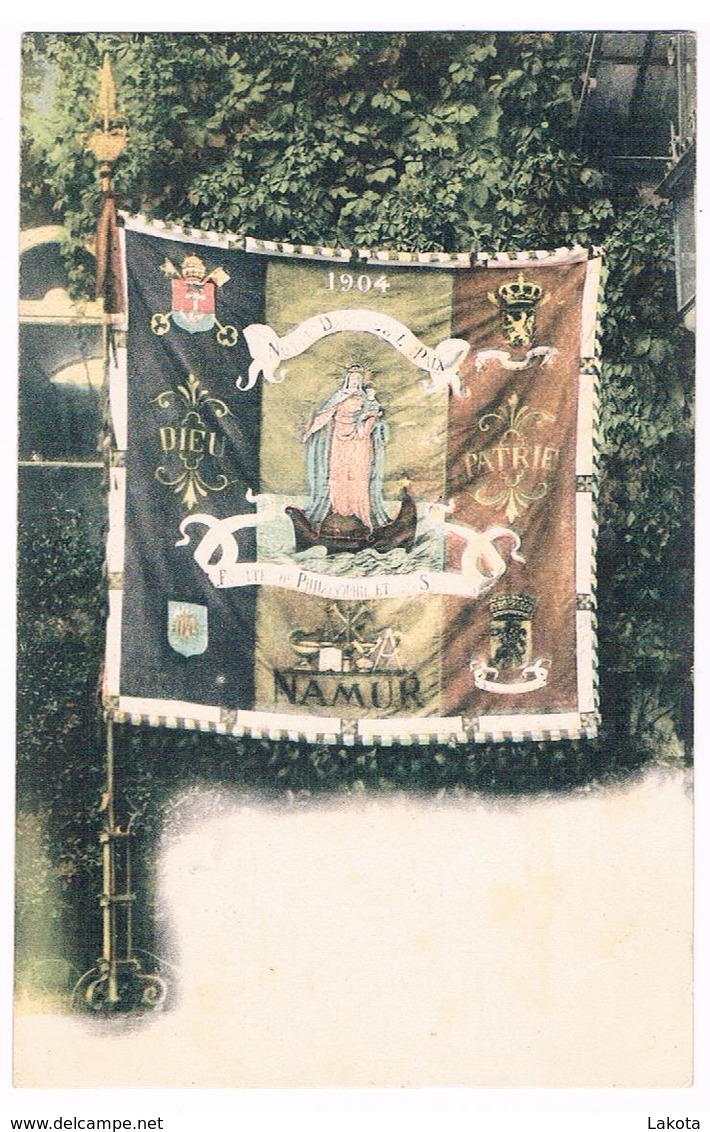 CPA Dos Non Divisé : NAMUR - Drapeau, Bannière, Notre Dame De La Paix , Faculté De Philosophie Et De S ??? 1904 - Namur