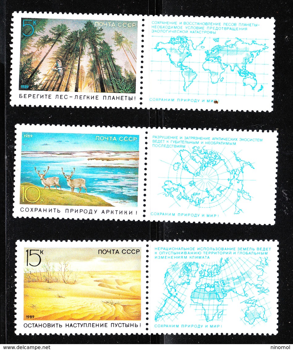 U.r.s.s.  -.  1989. Salvaguardia Foreste, Animali, Terra. Safeguard Forests, Animals, Earth.. Complete MNH Series - Milieubescherming & Klimaat