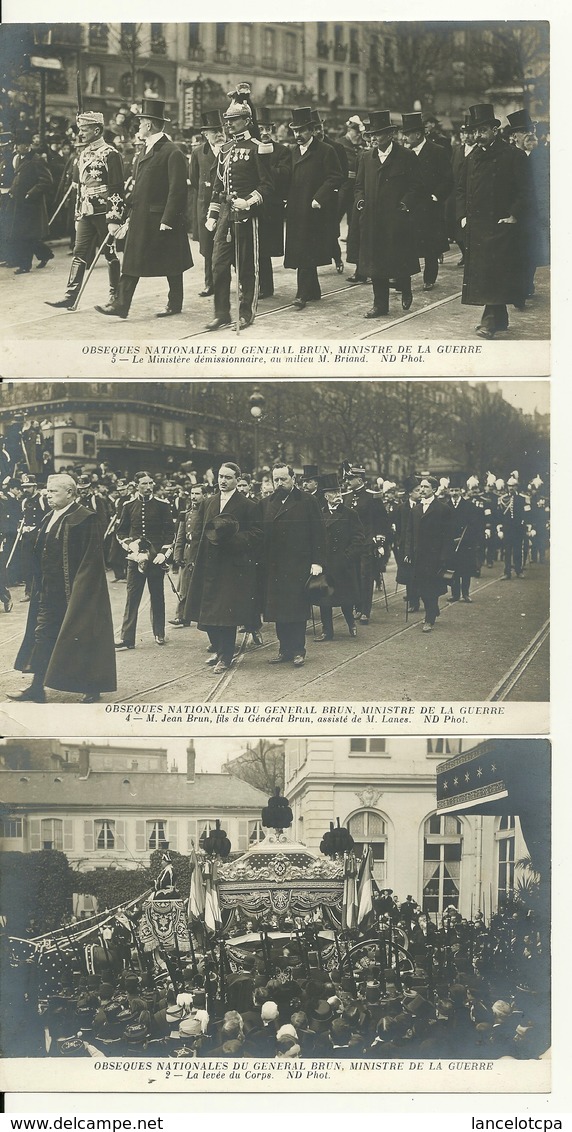 75 - PARIS / LOT De 5 Cpa - OBSEQUES DU GENERAL BRUN - MINISTRE DE LA GUERRE - Autres & Non Classés