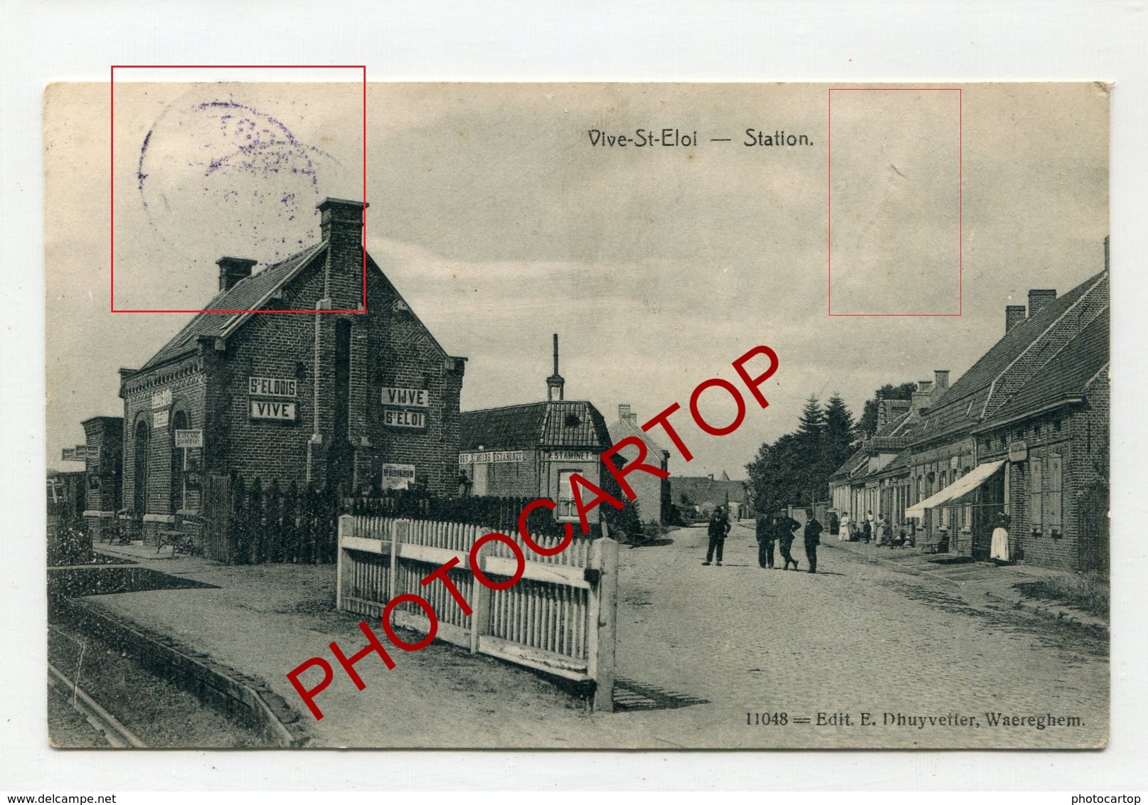 VIVE-SAINT-ELOI-STATION-Gare-Periode Guerre 14-18-1 WK-Belgien-Feldpost-Cachet KORTRYK - Waregem