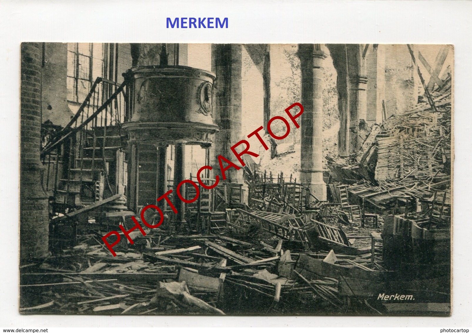 MERKEM-Interieur De L'Eglise-Carte Allemande-Guerre 14-18-1WK-Belgien-Feldpost- - Houthulst