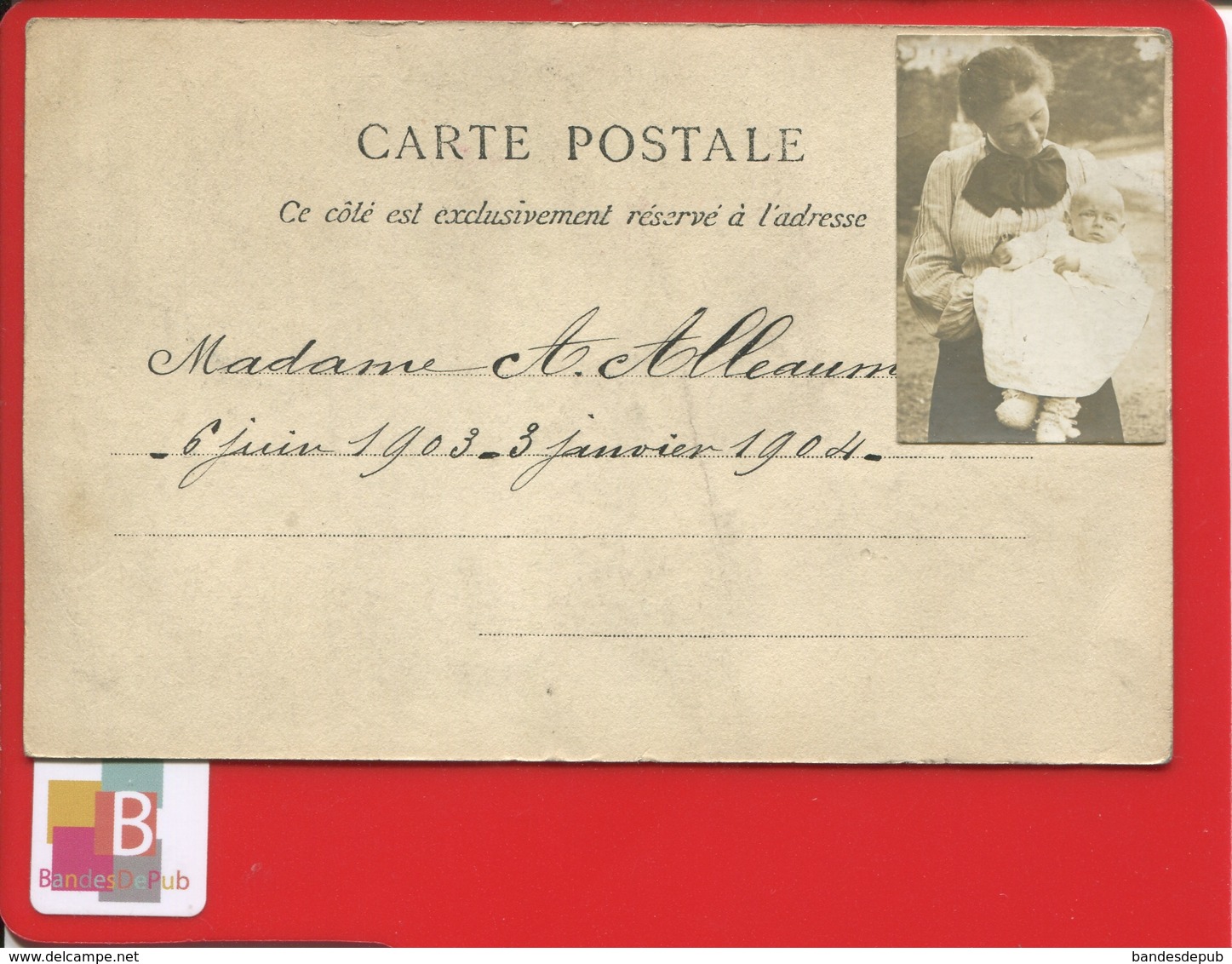 GENEALOGIE Madame ALLEAUME  Et Bébé  Faire Part Naissance Et Décès Bébé  1903 1904 ?? Couple Berceau Dos Photo - Généalogie