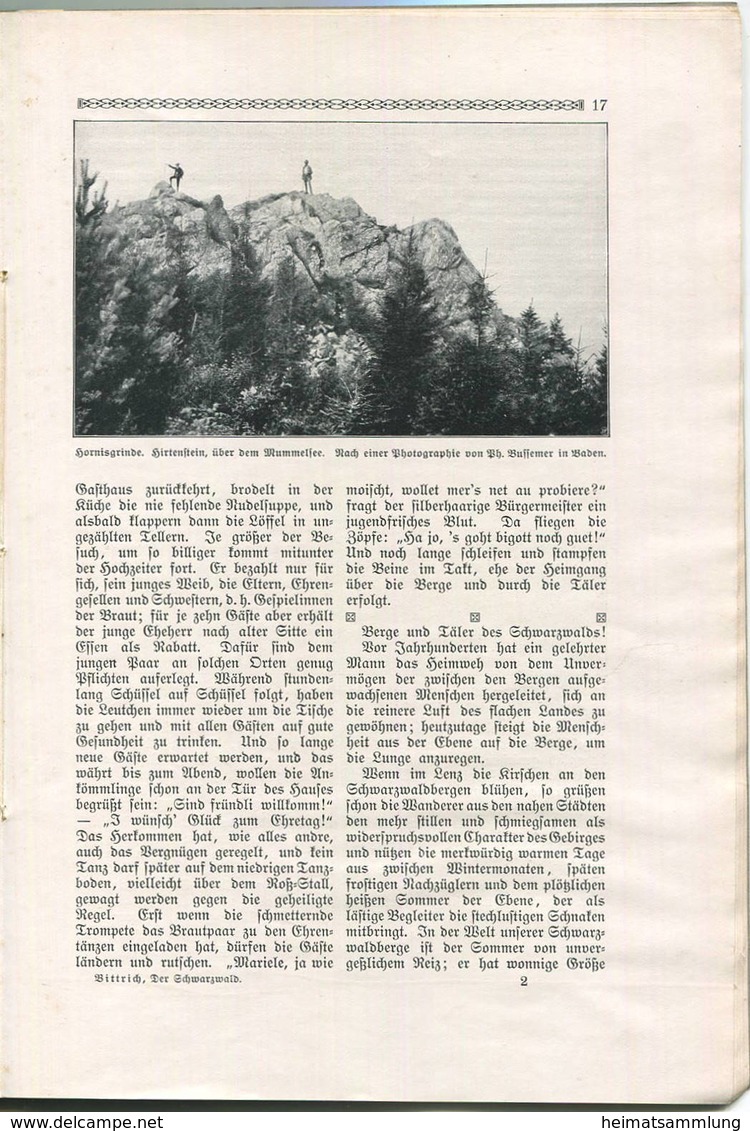 Volksbücher Der Erdkunde - Der Schwarzwald 1911 - 40 Seiten Mit 28 Abbildungen 1 Farbige Karte Und 4 Farbige Gemälde Von - Baden-Wurtemberg