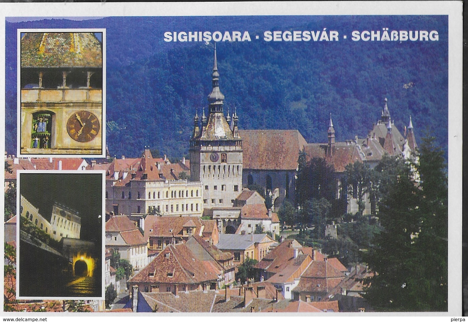 ROMANIA - SIGHISOARA - VEDUTA GENERALE - VIAGGIATA 2003 FRANCOBOLLO ASPORTATO - Romania