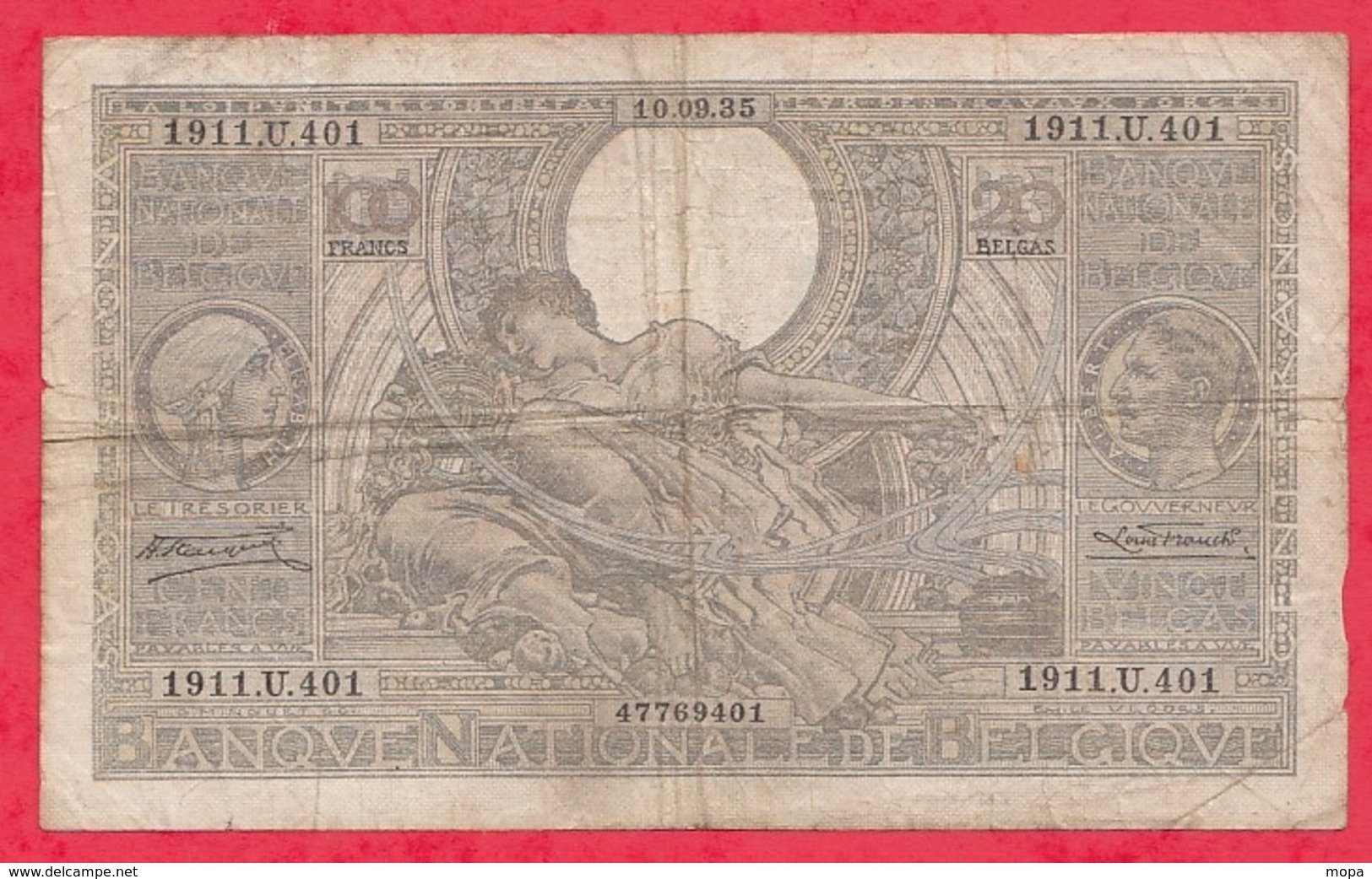 Belgique 20 Belgas/100 Francs Du 10/09/1935 Dans L 'état - 100 Francs & 100 Francs-20 Belgas