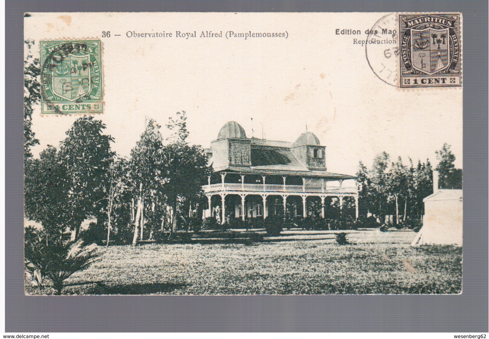 MAURITIUS  Observatoire Royal Alfred Pamplemousses Observatory Ca 1910 OLD POSTCARD 2 Scans - Maurice