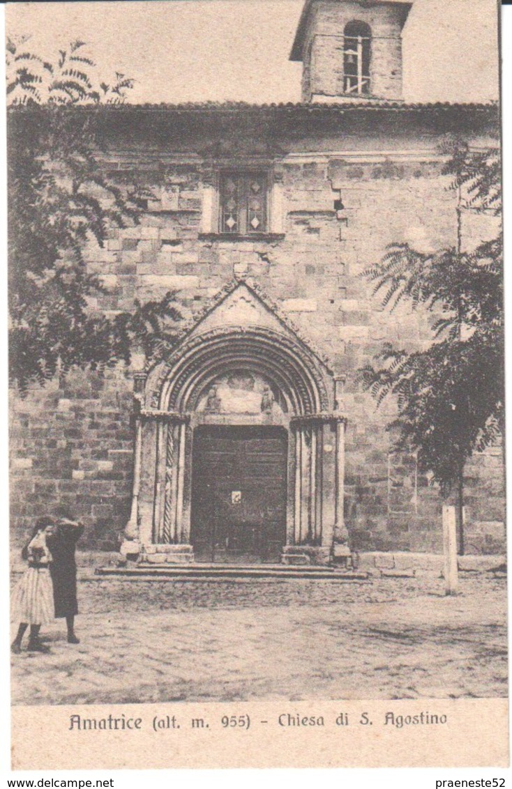 Rieti-amatrice-chiesa Di S. Agostino-viagg.1910-cartol. Di 108 Anni. - Rieti