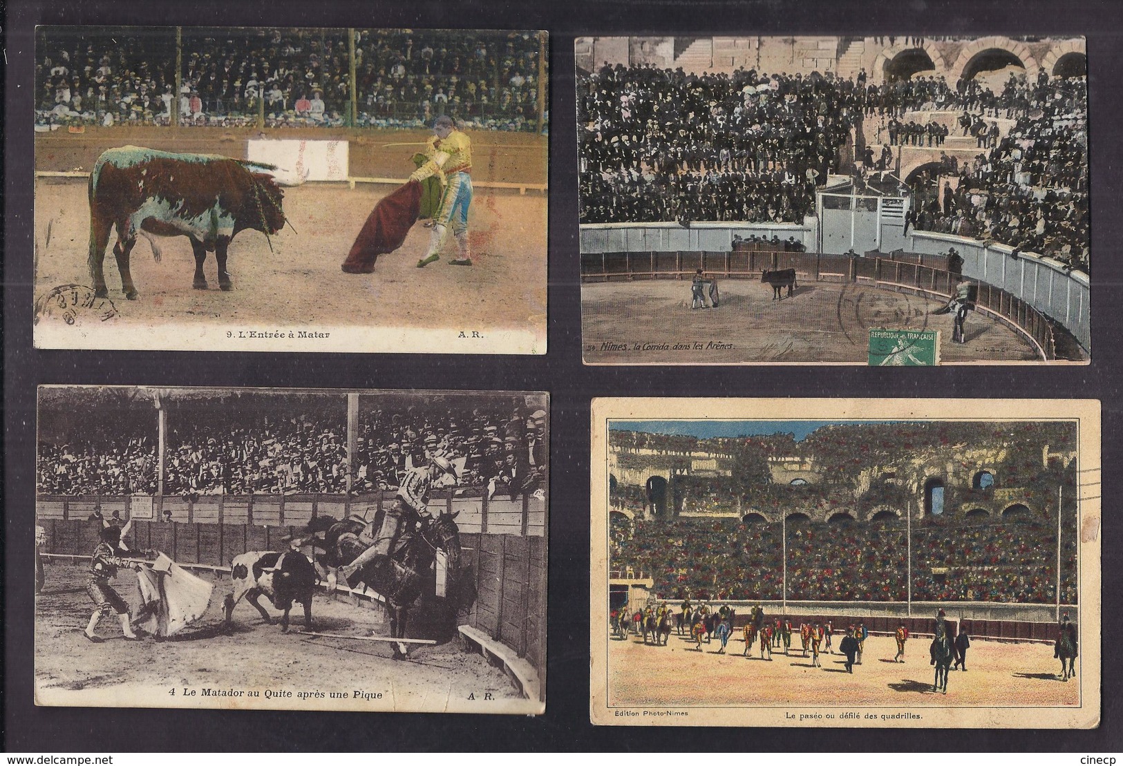 LOT 20 CPA TAUROMACHIE CORRIDA - Qques CPSM TB PLANS ANIMATIONS Arènes NIMES ESPAGNE TAUREAUX TOROS - Corrida