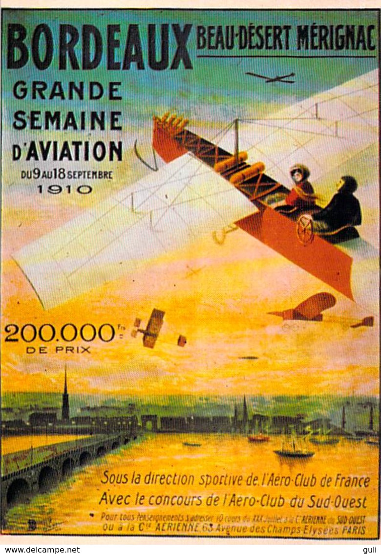 Illustrateur  NUGERON  R 23 TOURISME BORDEAUX Beau Désert Mérignac GRANDE SEMAINE D'AVIATION 1910 (avion)*PRIX FIXE - Autres & Non Classés