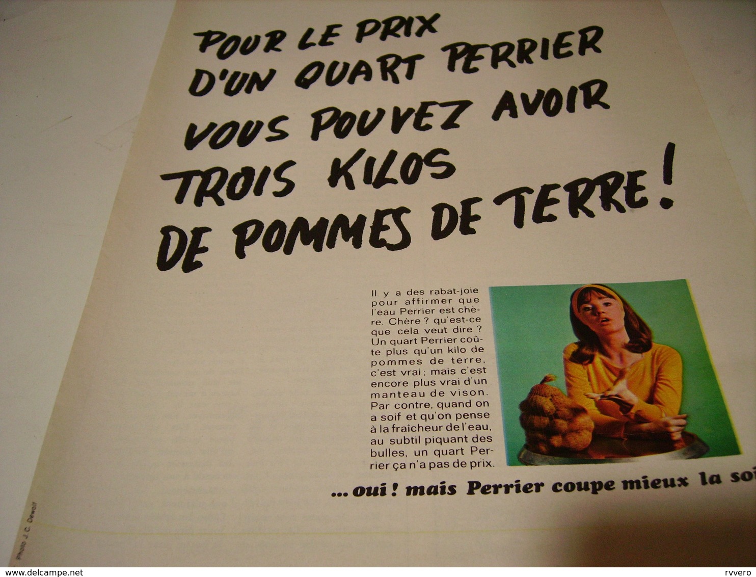 ANCIENNE PUBLICITE PERRIER COUPE LA SOIF 1969 - Affiches