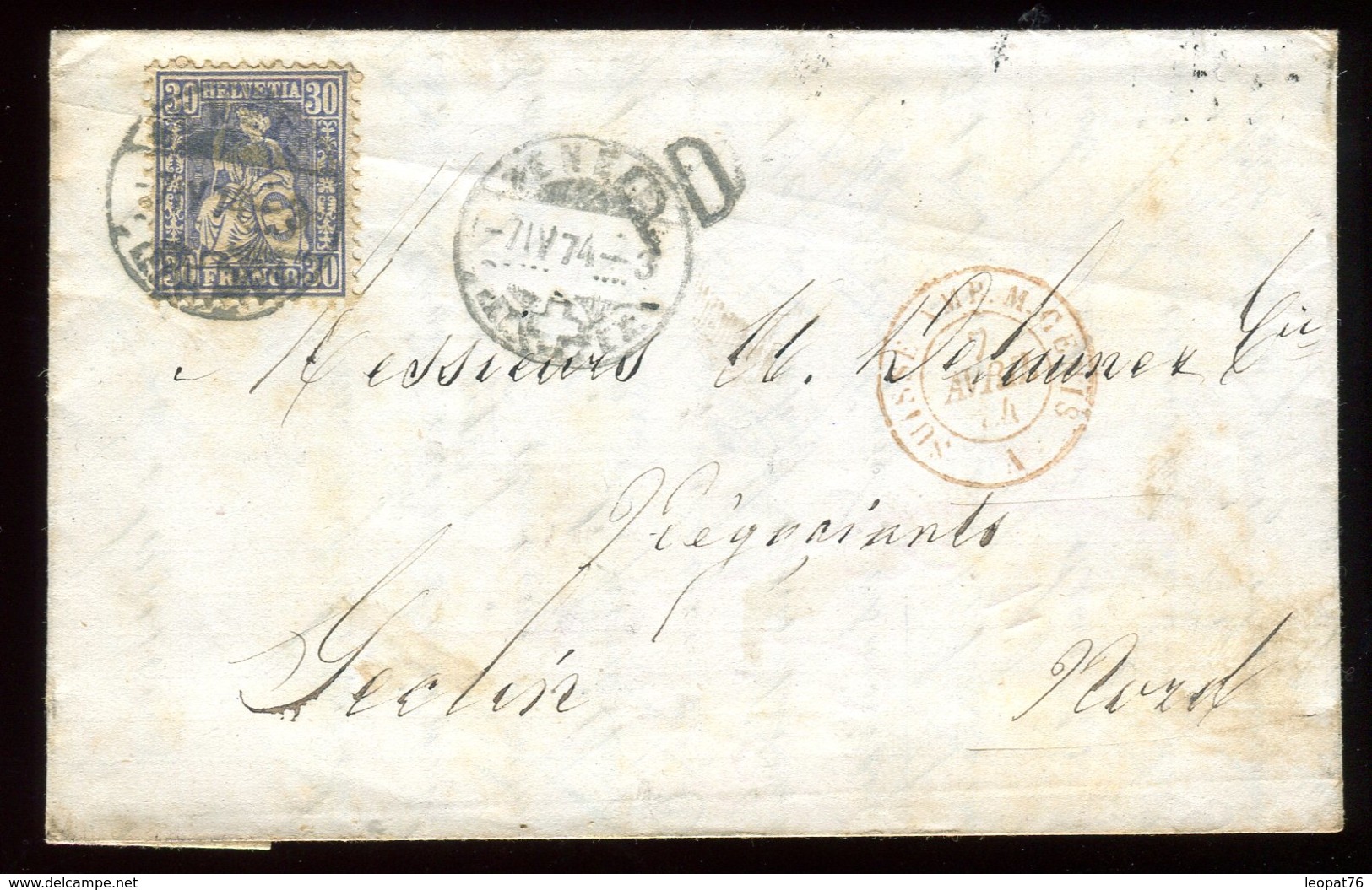 Suisse - Lettre Avec Texte De Genève Pour Seclin En 1874 - Réf O6 - Lettres & Documents