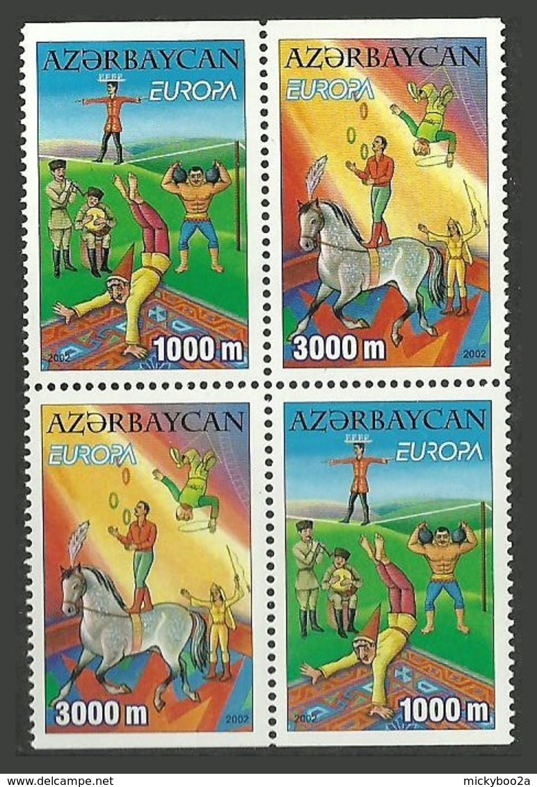 AZERBAIJAN 2002 EUROPA CIRCUS ACROBATS JUGGLERS HORSES BOOKLET PANE MNH - Azerbaïjan