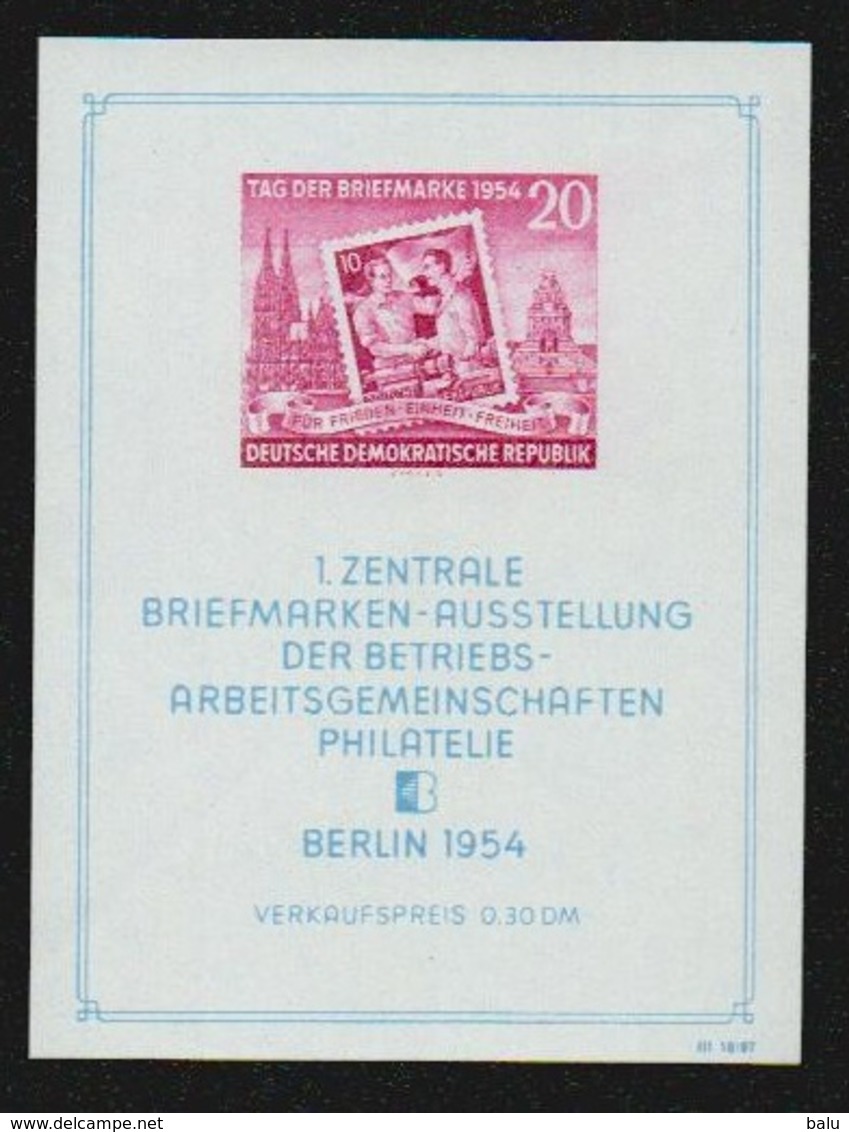 DDR 1954, Michel Bl.10 XI **; Block "Briefmarkenausstellung" Postfrisch Type "XI", Kalanderbüge (Michel € 150.-) - Sonstige & Ohne Zuordnung