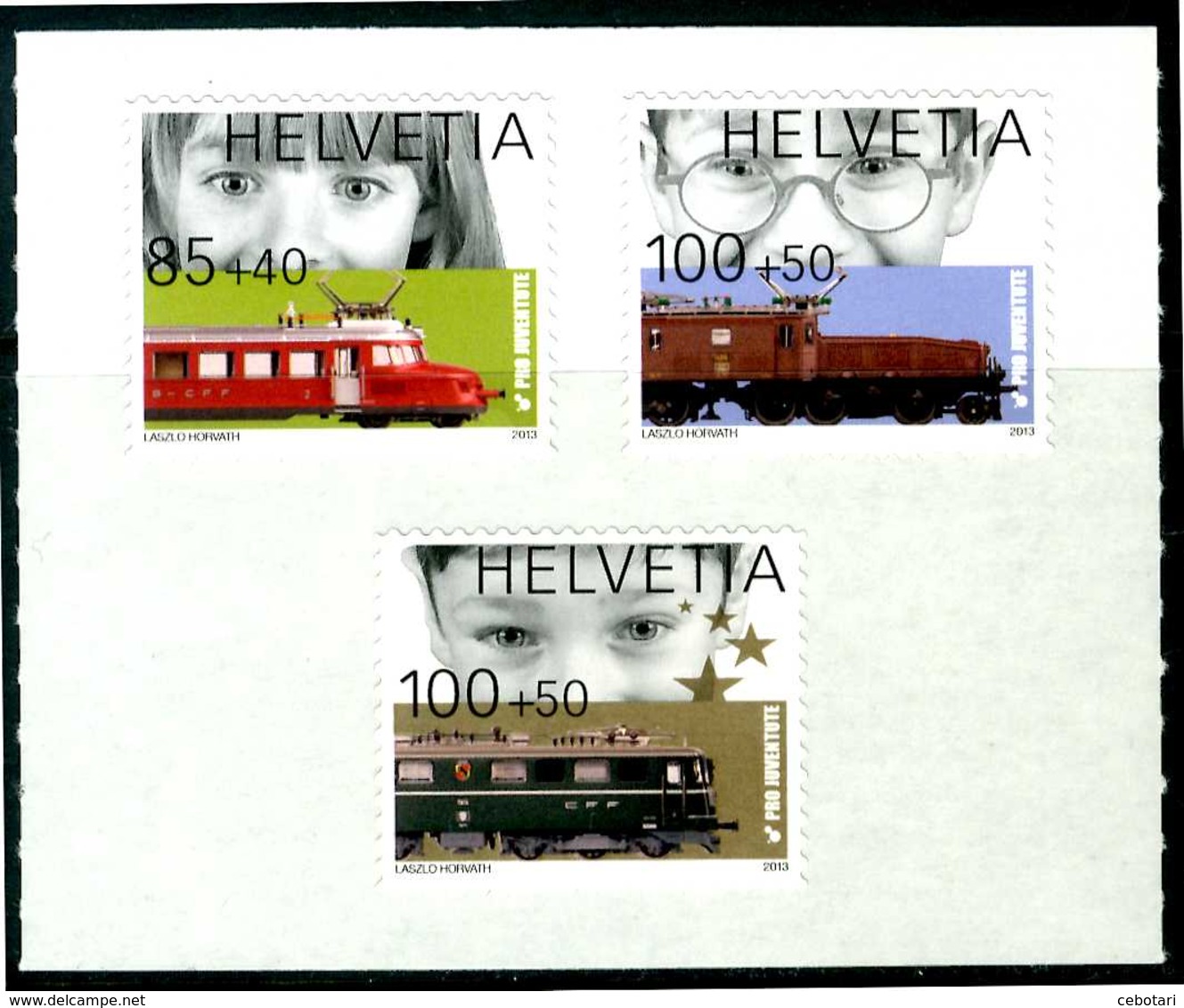 SVIZZERA/ HELVETIA 2013** - Treni / Trains - "Pro Juventute" - Block Di 3 Val. Autoadesivi MNH Come Da Scansione - Treni