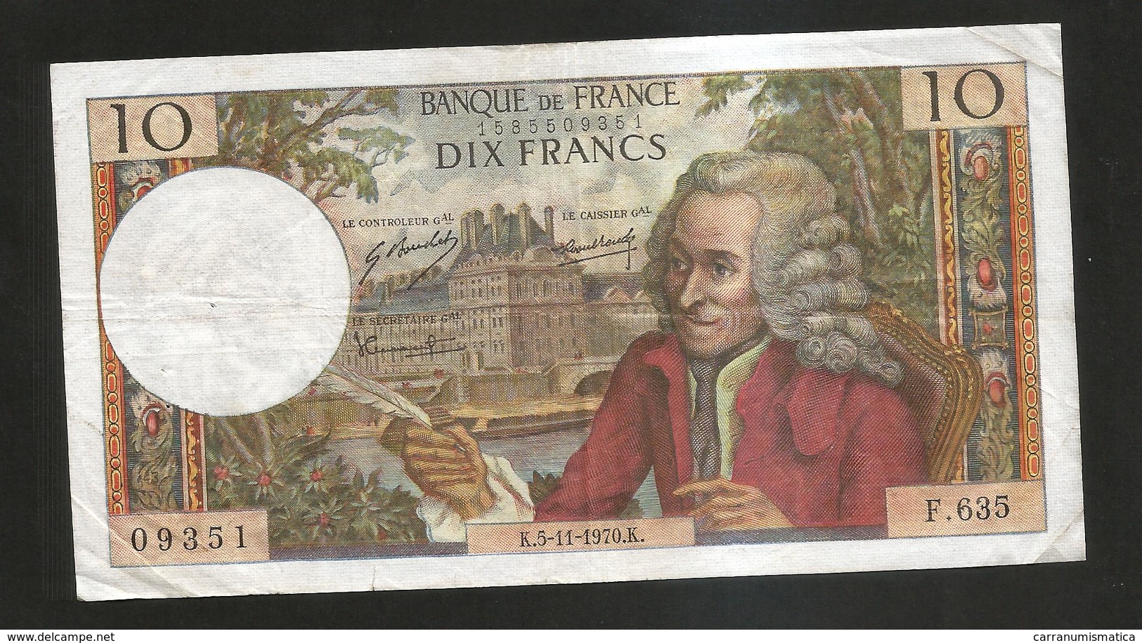 FRANCE - BANQUE De FRANCE - 10 Francs VOLTAIRE ( K. 5 / 11 / 1970 ) Serie: F. 635 - 10 F 1963-1973 ''Voltaire''