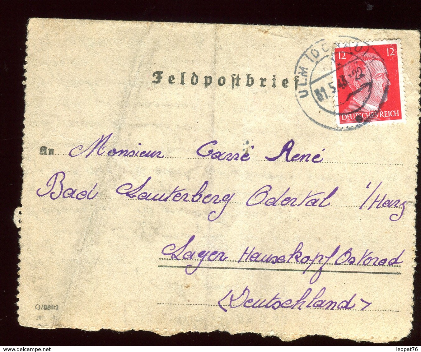 Allemagne - Carte Lettre De Ulm Pour Bad Lauterberg En 1943 - Réf O19 - Briefe U. Dokumente