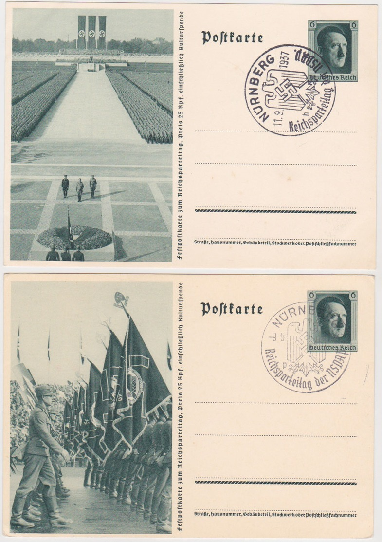 GERMANY 1937 P.ST.CARDS (8) P 264 /01-08 CPL.POSTMARK "Nürnberg, Party Day" - Other & Unclassified